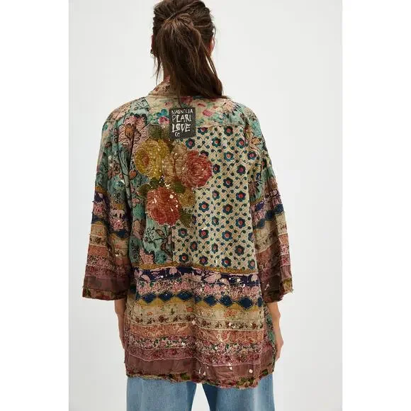 NWT Magnolia Pearl Versailles Cotton Quilted Julian Floral Kimono O/S - Picture 2 of 11